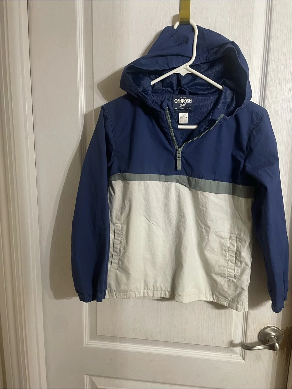 OshKosh B'gosh Navy, White & Gray Hooded Pullover Jacket